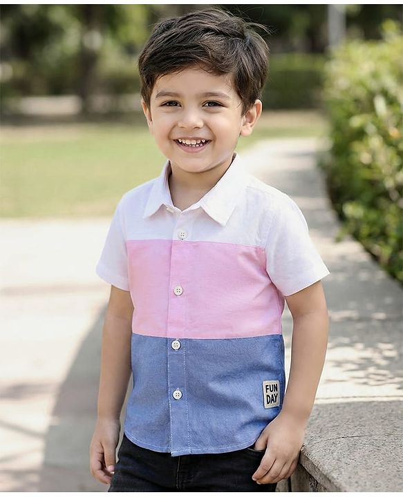 Babyhug Cotton Woven Half Sleeves Solid Cut N Sew Shirt - Multicolor