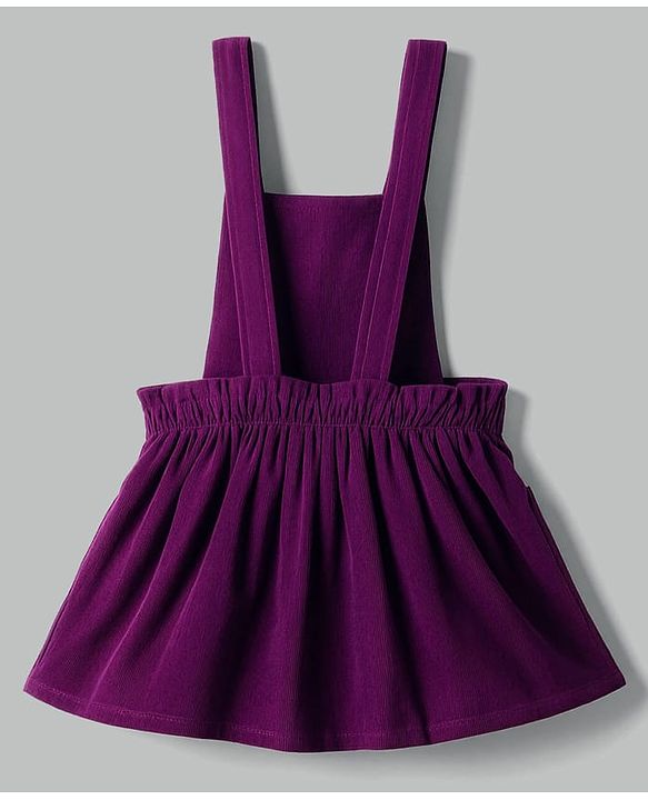 Babyhug Cotton Woven Frock with Full Sleeves Tee & Heart Print - Purple