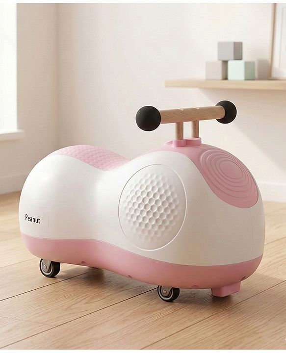 Babyhug Peanut Musical Ride-On for Kids - Pink| Fun Light & Music| Foot-to-Floor Operation| Safe with Round Edges| Sturdy Build|  Comfortable Seat| Indoor & Outdoor Play Toy