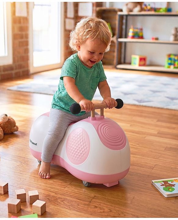 Babyhug Peanut Musical Ride-On for Kids - Pink| Fun Light & Music| Foot-to-Floor Operation| Safe with Round Edges| Sturdy Build|  Comfortable Seat| Indoor & Outdoor Play Toy