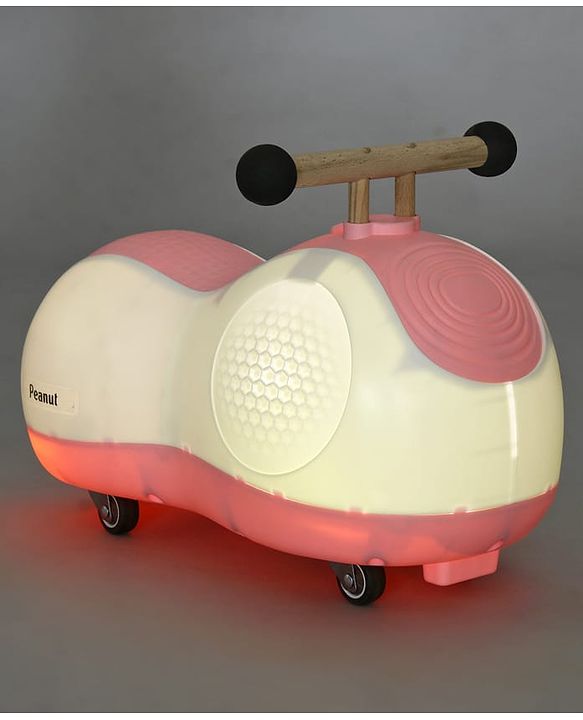 Babyhug Peanut Musical Ride-On for Kids - Pink| Fun Light & Music| Foot-to-Floor Operation| Safe with Round Edges| Sturdy Build|  Comfortable Seat| Indoor & Outdoor Play Toy