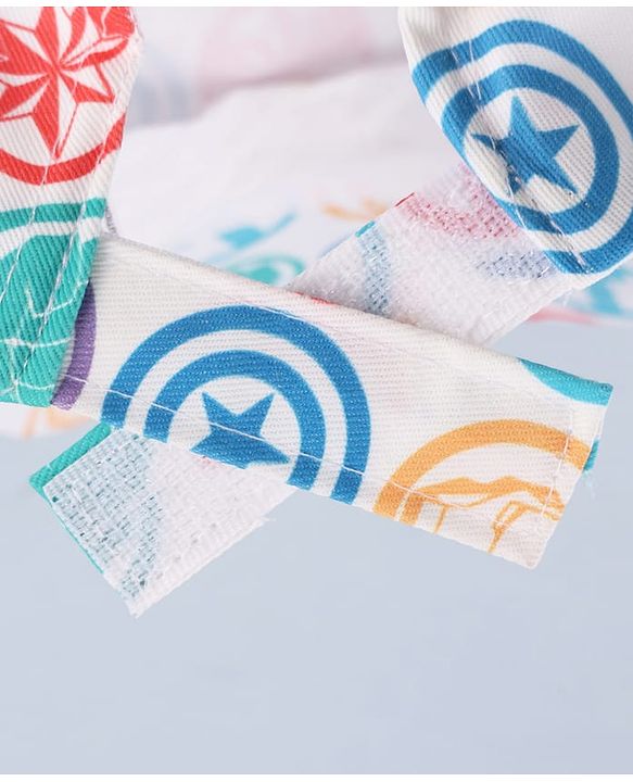 Babyhug Marvel Cotton Woven Summer Cap with Avengers Graphic White - Diameter 17 cm