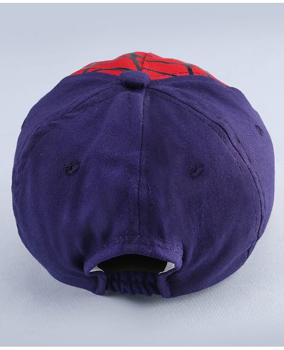 Babyhug Marvel Cotton Woven Summer Cap with Spiderman Graphic Multicolor - Diameter 16 cm