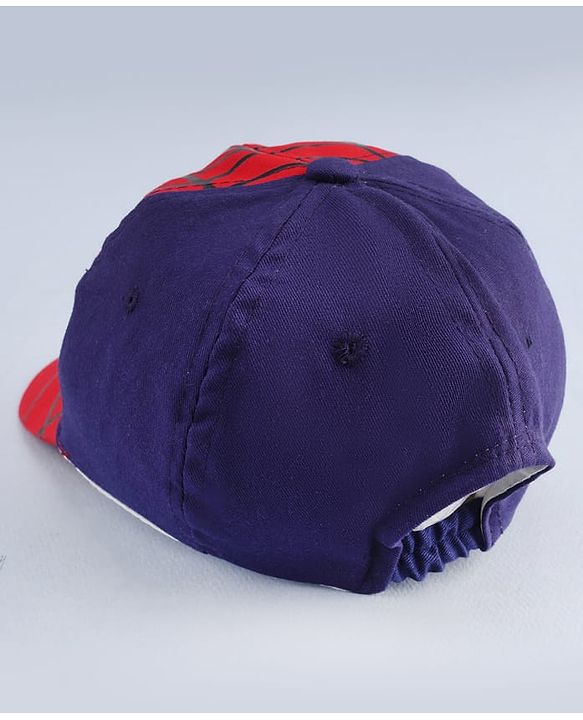 Babyhug Marvel Cotton Woven Summer Cap with Spiderman Graphic Multicolor - Diameter 16 cm