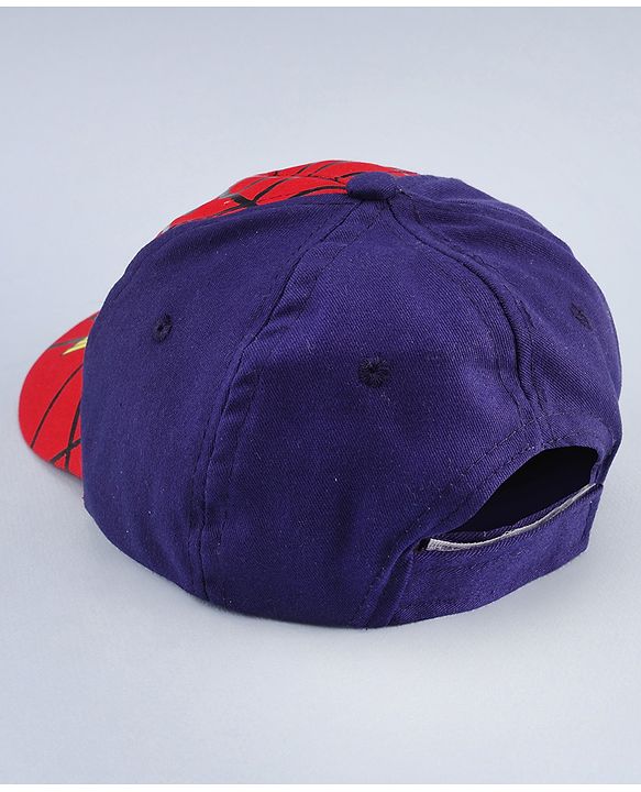 Babyhug Marvel Cotton Woven Summer Cap with Spiderman Graphic Multicolor - Diameter 16 cm