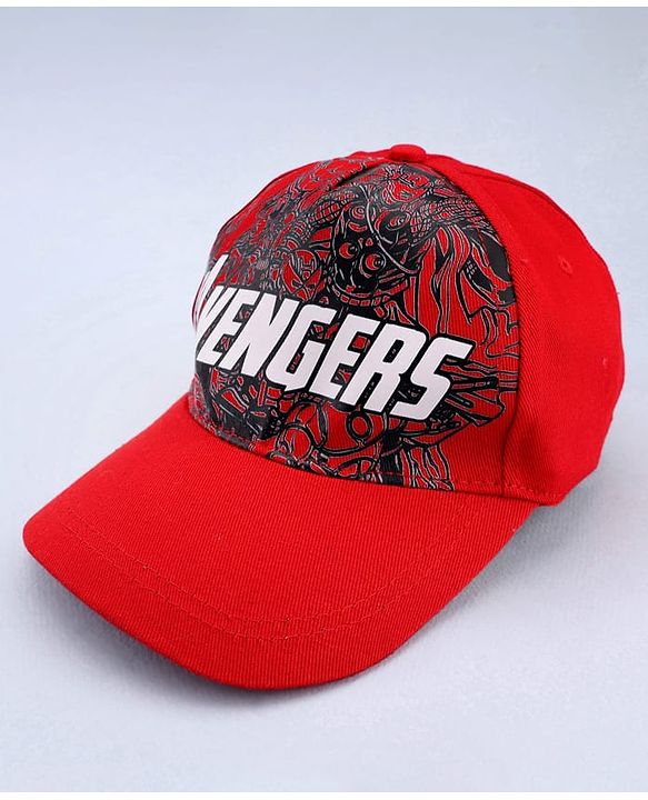 Pine Kids Marvel Cotton Woven Summer Cap With Avengers Graphics Red - Diameter 13.6 cm