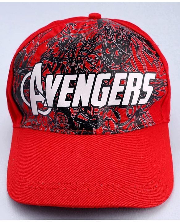 Pine Kids Marvel Cotton Woven Summer Cap With Avengers Graphics Red - Diameter 13.6 cm