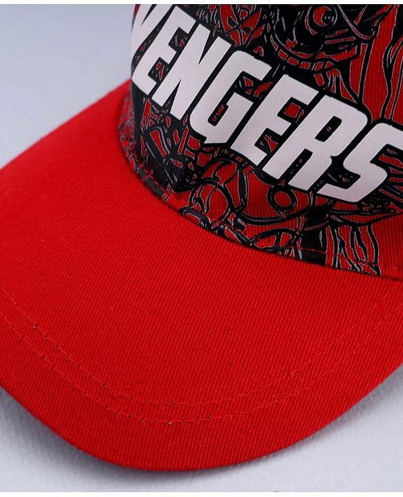 Pine Kids Marvel Cotton Woven Summer Cap With Avengers Graphics Red - Diameter 13.6 cm