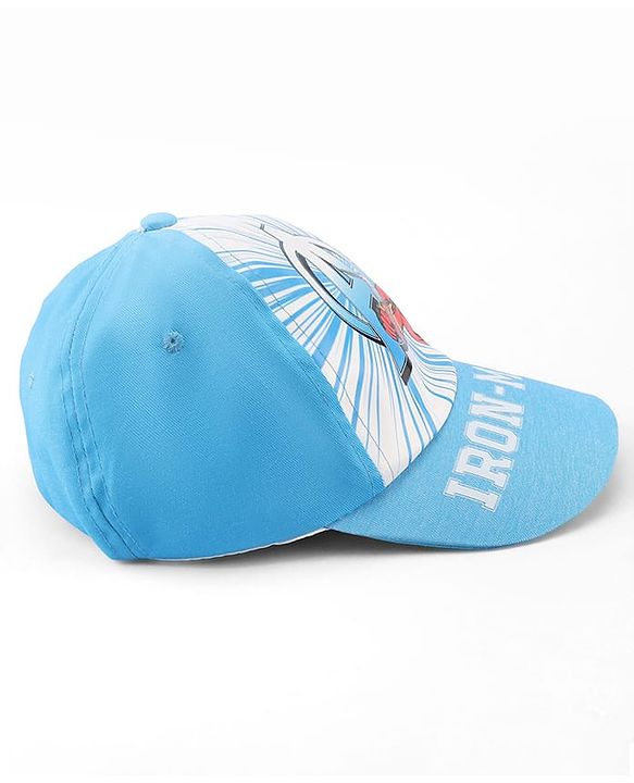 Babyhug Marvel Cotton Woven Summer Cap With Avengers Graphics Light Blue - Diameter 15.5 cm