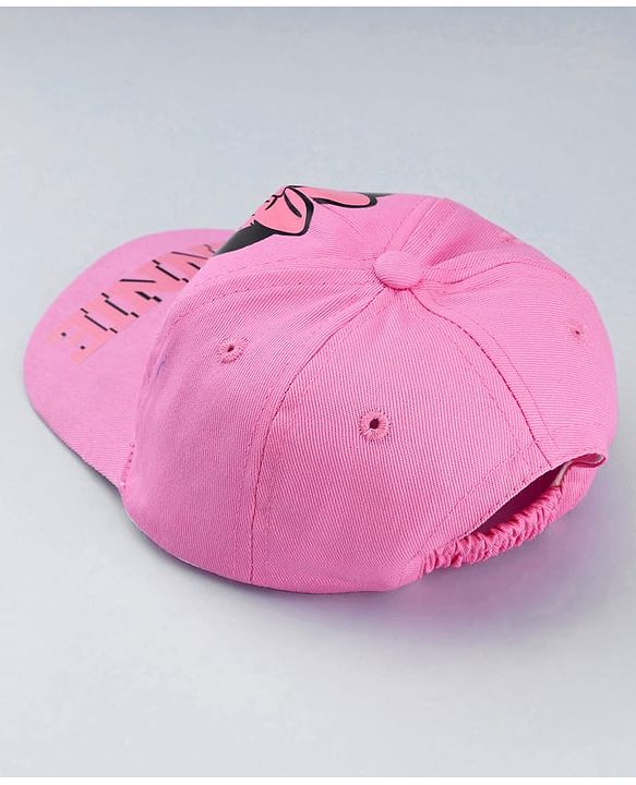 Babyhug Disney Cotton Woven Summer Cap With Minnie Mouse Graphics Pink - Diameter 19 cm