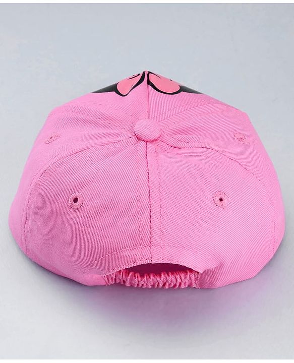 Babyhug Disney Cotton Woven Summer Cap With Minnie Mouse Graphics Pink - Diameter 19 cm