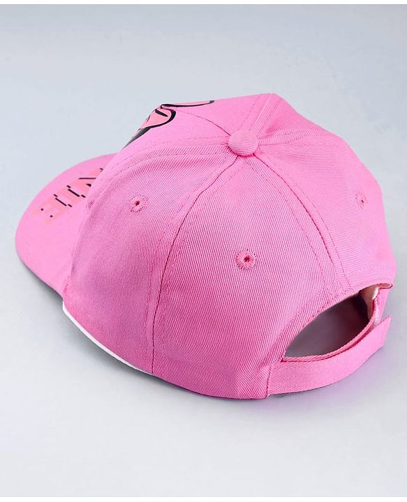 Babyhug Disney Cotton Woven Summer Cap With Minnie Mouse Graphics Pink - Diameter 19 cm