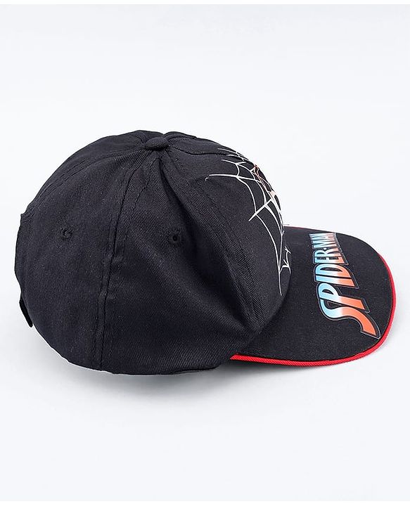 Pine Kids Marvel Cotton Woven Summer Cap with Spider Man Graphic Black - Diameter 17 cm