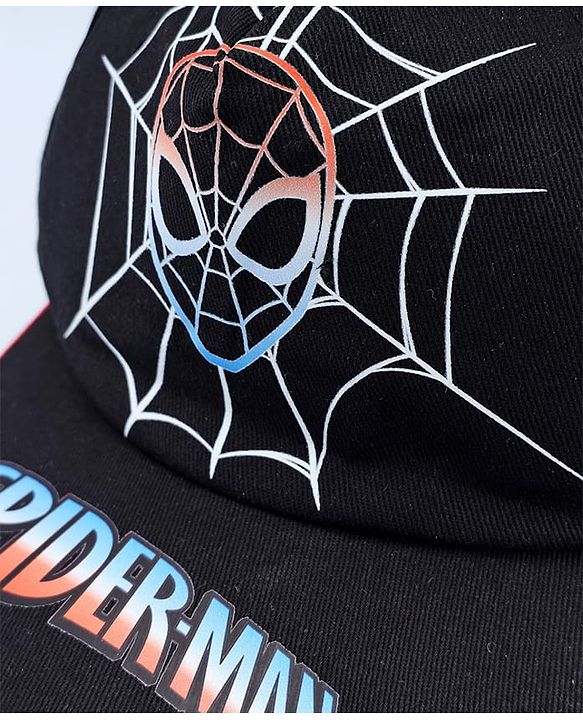 Pine Kids Marvel Cotton Woven Summer Cap with Spider Man Graphic Black - Diameter 17 cm