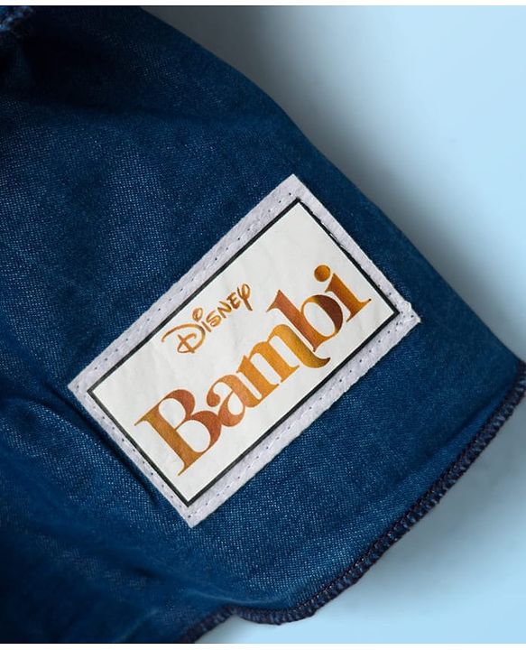Babyhug Disney Single Jersey Knit Frill Sleeves Top & Skirt Set with Bambi Graphic - Navy Blue & White