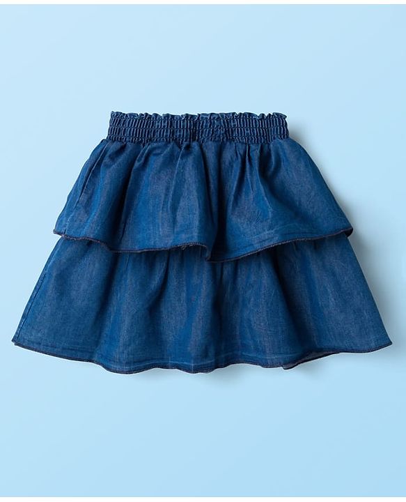 Babyhug Disney Single Jersey Knit Frill Sleeves Top & Skirt Set with Bambi Graphic - Navy Blue & White