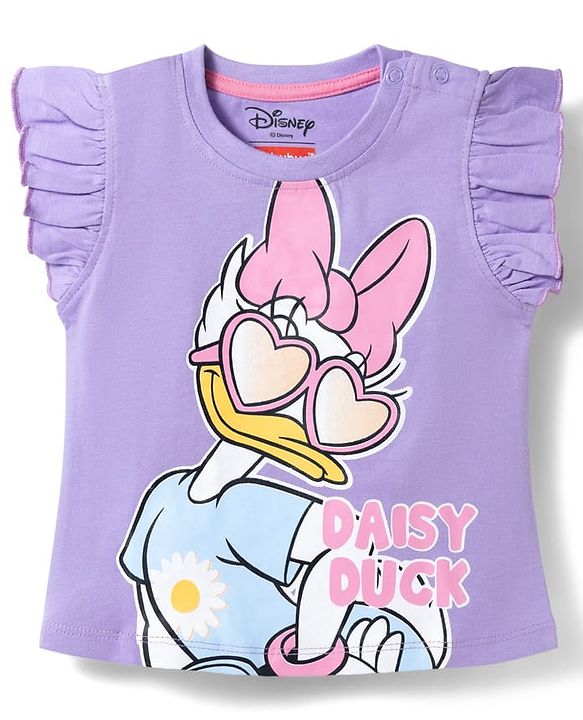 Babyhug Disney Single Jersey Knit Half Sleeves T-Shirt & Shorts Set With Daisy Graphics - Multicolor