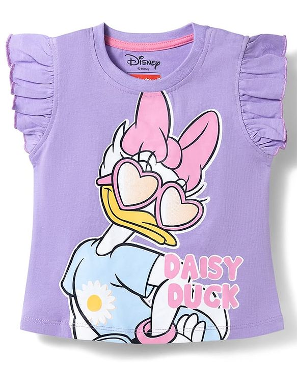 Babyhug Disney Single Jersey Knit Half Sleeves T-Shirt & Shorts Set With Daisy Graphics - Multicolor