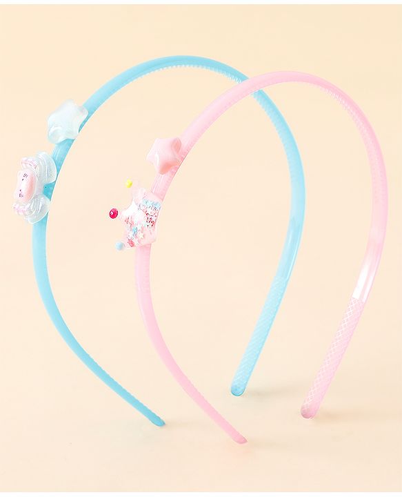 Babyhug Hair Bands with Star Applique Pack of 2 - Blue & Pink
