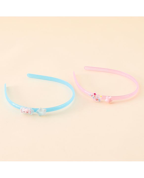 Babyhug Hair Bands with Star Applique Pack of 2 - Blue & Pink