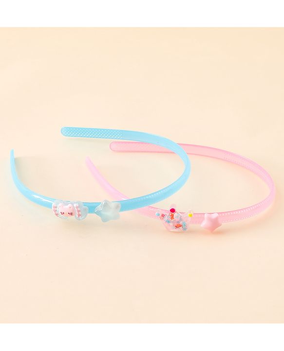 Babyhug Hair Bands with Star Applique Pack of 2 - Blue & Pink