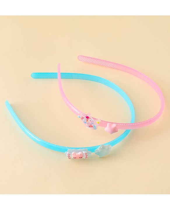 Babyhug Hair Bands with Star Applique Pack of 2 - Blue & Pink