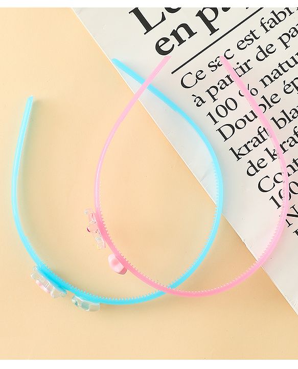 Babyhug Hair Bands with Star Applique Pack of 2 - Blue & Pink