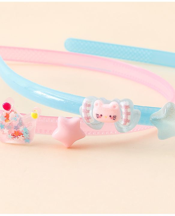 Babyhug Hair Bands with Star Applique Pack of 2 - Blue & Pink