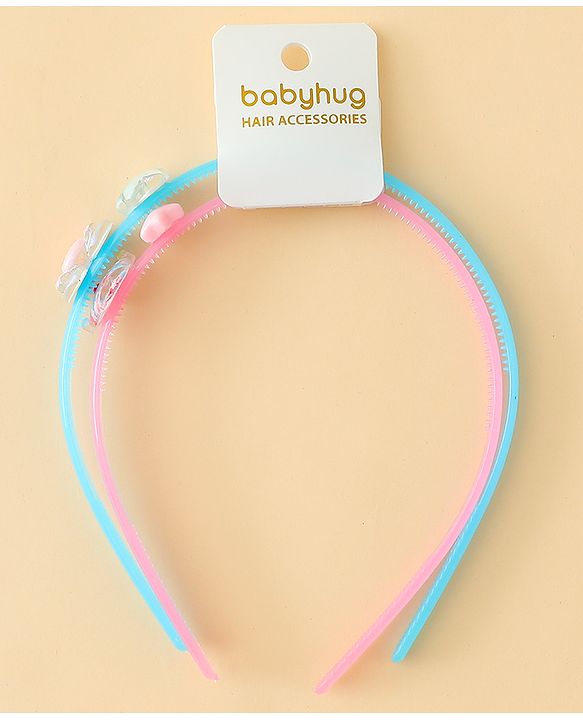 Babyhug Hair Bands with Star Applique Pack of 2 - Blue & Pink