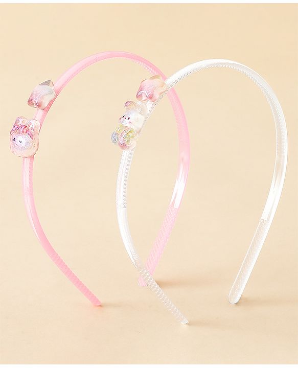 Babyhug Hair Bands with Star & Bunny Applique Pack of 2 - Beige & Pink