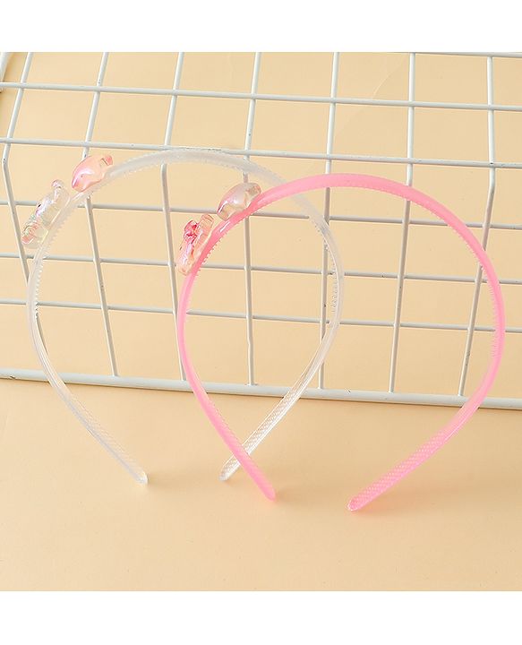 Babyhug Hair Bands with Star & Bunny Applique Pack of 2 - Beige & Pink