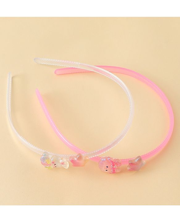 Babyhug Hair Bands with Star & Bunny Applique Pack of 2 - Beige & Pink