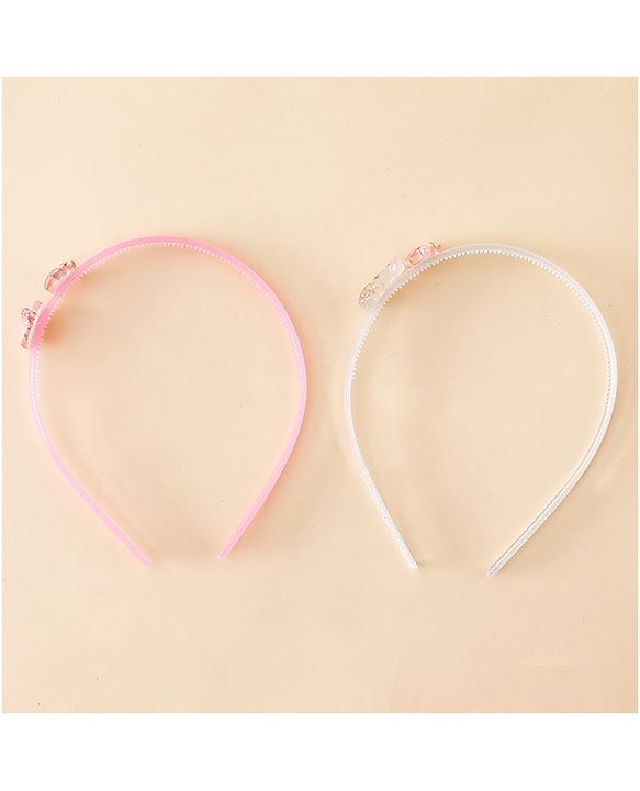 Babyhug Hair Bands with Star & Bunny Applique Pack of 2 - Beige & Pink