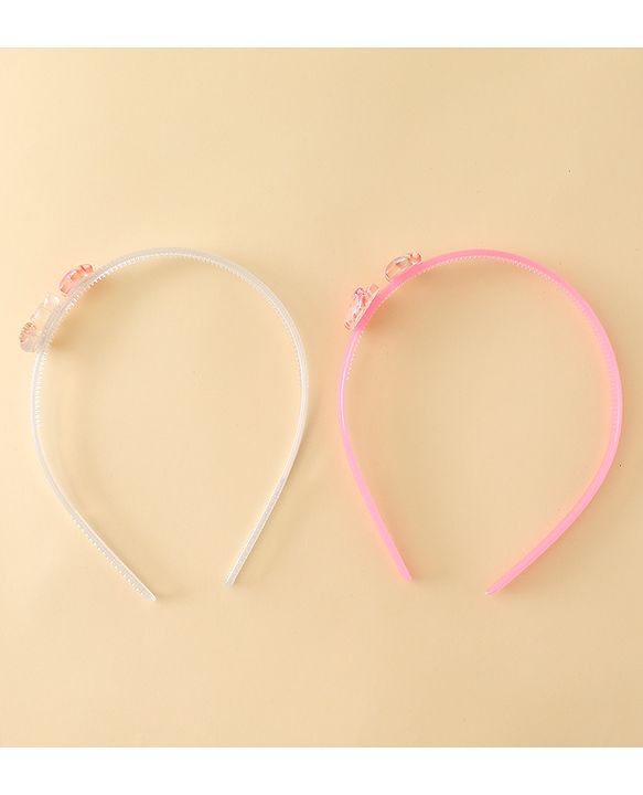 Babyhug Hair Bands with Star & Bunny Applique Pack of 2 - Beige & Pink