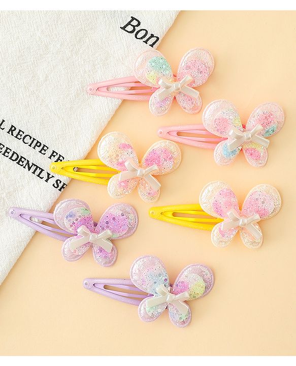 Babyhug Snap Clips With Butterfly Applique - Multicolor