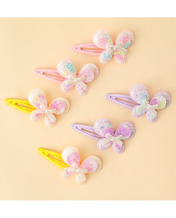 Babyhug Snap Clips With Butterfly Applique - Multicolor