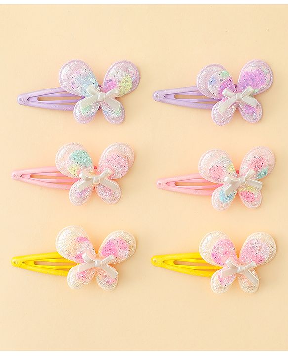 Babyhug Snap Clips With Butterfly Applique - Multicolor