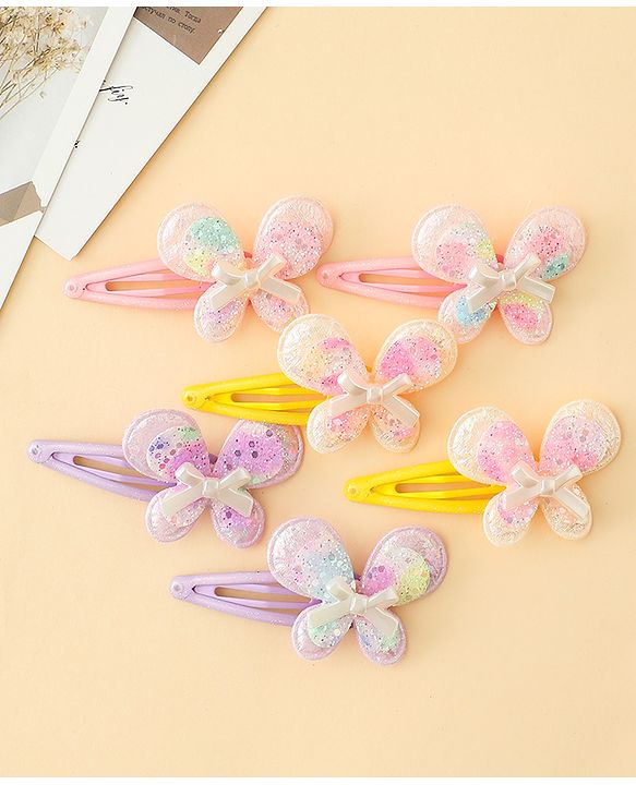 Babyhug Snap Clips With Butterfly Applique - Multicolor