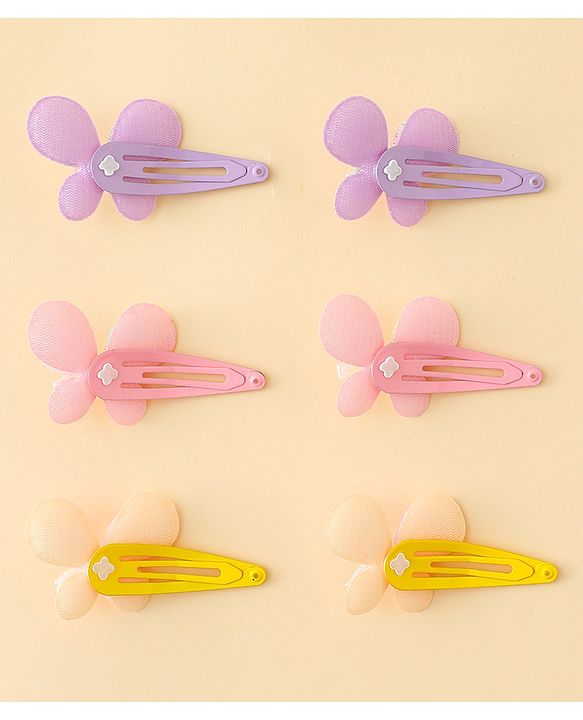 Babyhug Snap Clips With Butterfly Applique - Multicolor