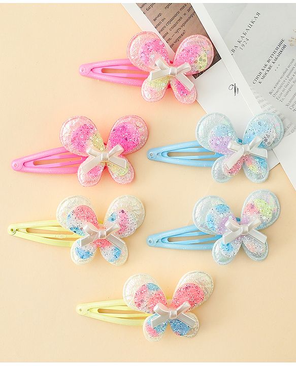 Babyhug Snap Clips With Butterfly Applique - Multicolor