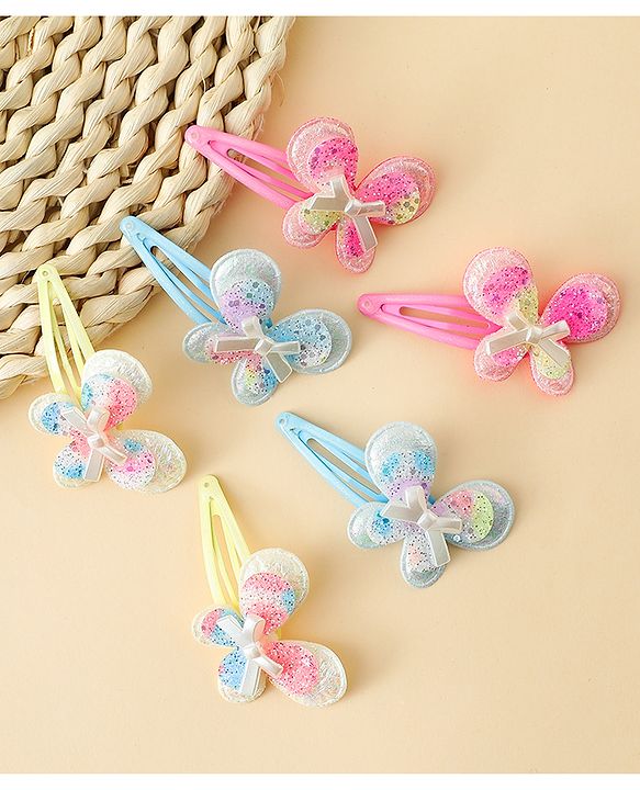 Babyhug Snap Clips With Butterfly Applique - Multicolor