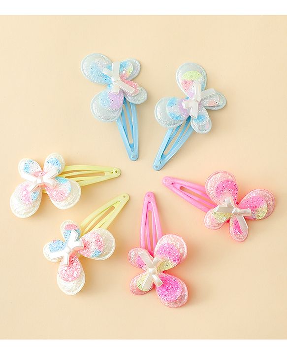 Babyhug Snap Clips With Butterfly Applique - Multicolor