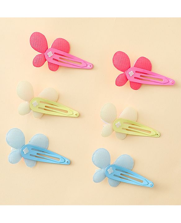 Babyhug Snap Clips With Butterfly Applique - Multicolor