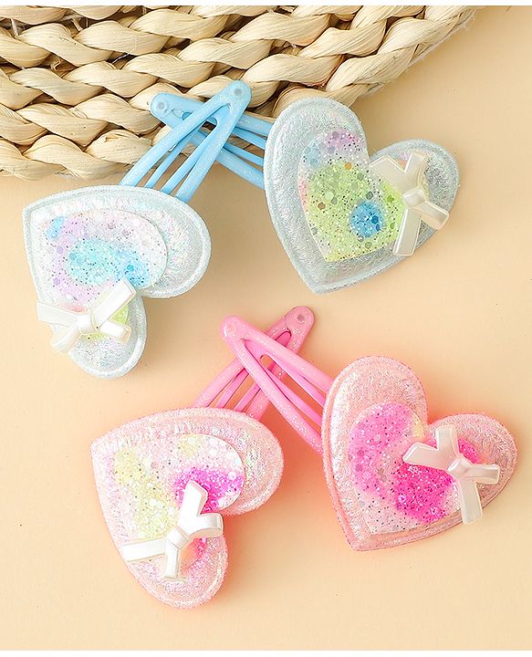 Babyhug Snap Clips With Heart Applique - Pink