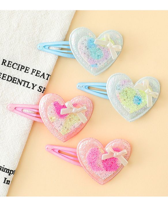 Babyhug Snap Clips With Heart Applique - Pink