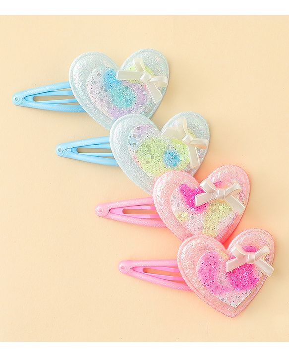 Babyhug Snap Clips With Heart Applique - Pink