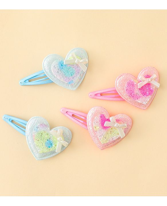 Babyhug Snap Clips With Heart Applique - Pink