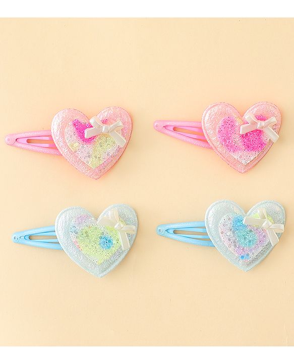 Babyhug Snap Clips With Heart Applique - Pink