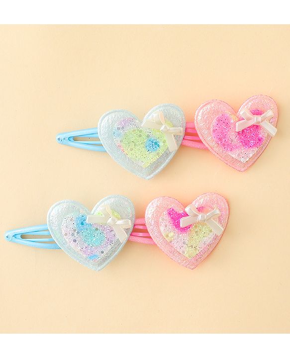 Babyhug Snap Clips With Heart Applique - Pink