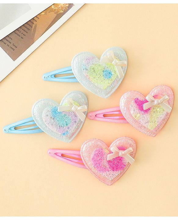 Babyhug Snap Clips With Heart Applique - Pink